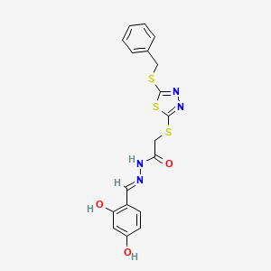 2-{[5-(benzylsulfanyl)-1,3,4-thiadiazol-2-yl]sulfanyl}-N'-[(E)-(2,4-dihydroxyphenyl)methylidene]acetohydrazide