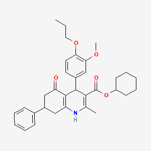 Cyclohexyl 4-(3-methoxy-4-propoxyphenyl)-2-methyl-5-oxo-7-phenyl-1,4,5,6,7,8-hexahydroquinoline-3-carboxylate