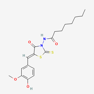 N-[(5Z)-5-[(4-hydroxy-3-methoxyphenyl)methylidene]-4-oxo-2-sulfanylidene-1,3-thiazolidin-3-yl]octanamide