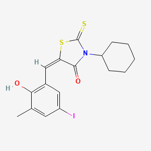 (5E)-3-cyclohexyl-5-(2-hydroxy-5-iodo-3-methylbenzylidene)-2-thioxo-1,3-thiazolidin-4-one