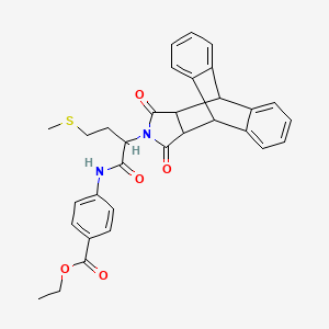 Ethyl 4-{[2-(16,18-dioxo-17-azapentacyclo[6.6.5.0~2,7~.0~9,14~.0~15,19~]nonadeca-2,4,6,9,11,13-hexaen-17-yl)-4-(methylsulfanyl)butanoyl]amino}benzoate (non-preferred name)