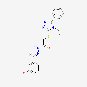 2-[(4-ethyl-5-phenyl-4H-1,2,4-triazol-3-yl)sulfanyl]-N'-[(E)-(3-methoxyphenyl)methylidene]acetohydrazide