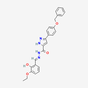 3-[4-(benzyloxy)phenyl]-N'-[(E)-(3-ethoxy-2-hydroxyphenyl)methylidene]-1H-pyrazole-5-carbohydrazide