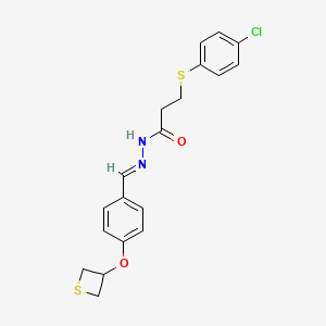 3-[(4-Chlorophenyl)sulfanyl]-N'-[(E)-[4-(thietan-3-yloxy)phenyl]methylidene]propanehydrazide