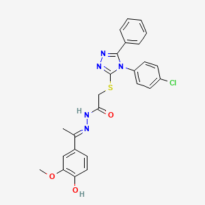 2-{[4-(4-chlorophenyl)-5-phenyl-4H-1,2,4-triazol-3-yl]sulfanyl}-N'-[(1E)-1-(4-hydroxy-3-methoxyphenyl)ethylidene]acetohydrazide