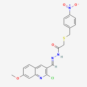 N'-[(E)-(2-chloro-7-methoxyquinolin-3-yl)methylidene]-2-[(4-nitrobenzyl)sulfanyl]acetohydrazide