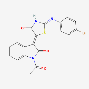 (3Z)-1-acetyl-3-{2-[(4-bromophenyl)amino]-4-oxo-1,3-thiazol-5(4H)-ylidene}-1,3-dihydro-2H-indol-2-one