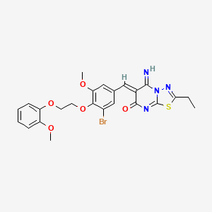 (6Z)-6-{3-bromo-5-methoxy-4-[2-(2-methoxyphenoxy)ethoxy]benzylidene}-2-ethyl-5-imino-5,6-dihydro-7H-[1,3,4]thiadiazolo[3,2-a]pyrimidin-7-one