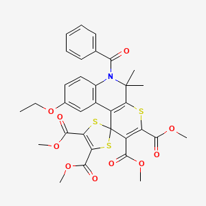 Tetramethyl 9'-ethoxy-5',5'-dimethyl-6'-(phenylcarbonyl)-5',6'-dihydrospiro[1,3-dithiole-2,1'-thiopyrano[2,3-c]quinoline]-2',3',4,5-tetracarboxylate