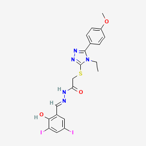 2-{[4-ethyl-5-(4-methoxyphenyl)-4H-1,2,4-triazol-3-yl]sulfanyl}-N'-[(E)-(2-hydroxy-3,5-diiodophenyl)methylidene]acetohydrazide