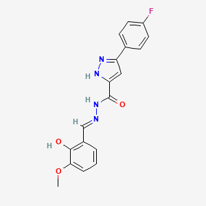 3-(4-fluorophenyl)-N'-[(E)-(2-hydroxy-3-methoxyphenyl)methylidene]-1H-pyrazole-5-carbohydrazide