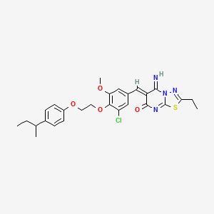 (6Z)-6-(4-{2-[4-(butan-2-yl)phenoxy]ethoxy}-3-chloro-5-methoxybenzylidene)-2-ethyl-5-imino-5,6-dihydro-7H-[1,3,4]thiadiazolo[3,2-a]pyrimidin-7-one