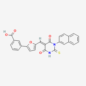 3-(5-{(E)-[1-(naphthalen-2-yl)-4,6-dioxo-2-thioxotetrahydropyrimidin-5(2H)-ylidene]methyl}furan-2-yl)benzoic acid