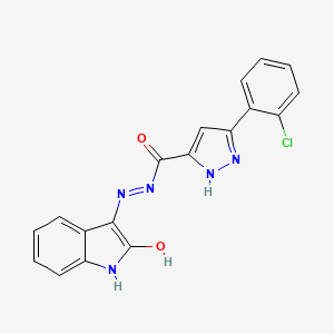 3-(2-chlorophenyl)-N'-[(3Z)-2-oxo-1,2-dihydro-3H-indol-3-ylidene]-1H-pyrazole-5-carbohydrazide