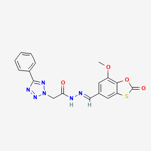 N'-[(E)-(7-methoxy-2-oxo-1,3-benzoxathiol-5-yl)methylidene]-2-(5-phenyl-2H-tetrazol-2-yl)acetohydrazide