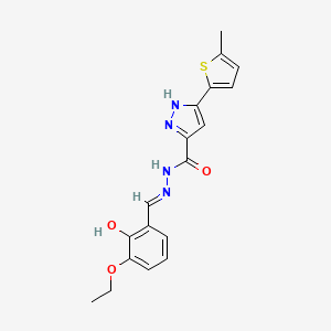 N'-[(E)-(3-ethoxy-2-hydroxyphenyl)methylidene]-3-(5-methylthiophen-2-yl)-1H-pyrazole-5-carbohydrazide