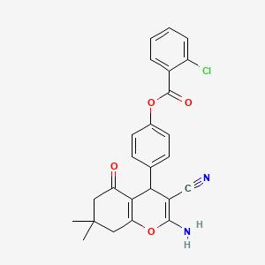 4-(2-amino-3-cyano-7,7-dimethyl-5-oxo-5,6,7,8-tetrahydro-4H-chromen-4-yl)phenyl 2-chlorobenzoate