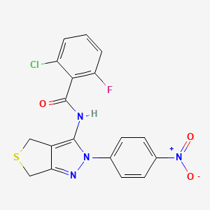 2-chloro-6-fluoro-N-(2-(4-nitrophenyl)-4,6-dihydro-2H-thieno[3,4-c]pyrazol-3-yl)benzamide