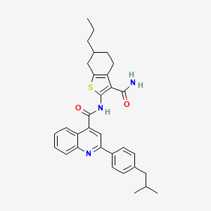 N-(3-carbamoyl-6-propyl-4,5,6,7-tetrahydro-1-benzothiophen-2-yl)-2-[4-(2-methylpropyl)phenyl]quinoline-4-carboxamide