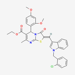 Ethyl (2Z)-2-({1-[(2-chlorophenyl)methyl]-1H-indol-3-YL}methylidene)-5-(2,4-dimethoxyphenyl)-7-methyl-3-oxo-2H,3H,5H-[1,3]thiazolo[3,2-A]pyrimidine-6-carboxylate