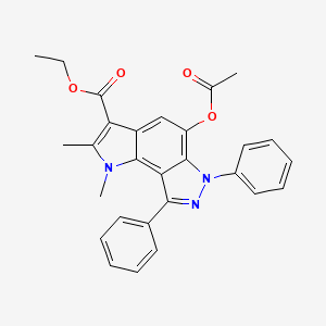 Ethyl 5-(acetyloxy)-1,2-dimethyl-6,8-diphenyl-1,6-dihydropyrrolo[2,3-e]indazole-3-carboxylate