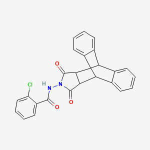 2-chloro-N-(16,18-dioxo-17-azapentacyclo[6.6.5.0~2,7~.0~9,14~.0~15,19~]nonadeca-2,4,6,9,11,13-hexaen-17-yl)benzamide (non-preferred name)