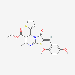 ethyl (2Z)-2-(2,5-dimethoxybenzylidene)-7-methyl-3-oxo-5-(thiophen-2-yl)-2,3-dihydro-5H-[1,3]thiazolo[3,2-a]pyrimidine-6-carboxylate