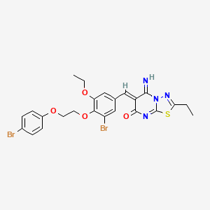 (6Z)-6-{3-bromo-4-[2-(4-bromophenoxy)ethoxy]-5-ethoxybenzylidene}-2-ethyl-5-imino-5,6-dihydro-7H-[1,3,4]thiadiazolo[3,2-a]pyrimidin-7-one