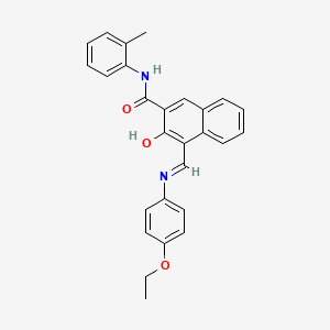 4-[(E)-[(4-Ethoxyphenyl)imino]methyl]-3-hydroxy-N-(2-methylphenyl)naphthalene-2-carboxamide