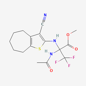 Propionic acid, 2-acetylamino-2-(3-cyano-5,6,7,8-tetrahydro-4H-cyclohepta[b]thiophen-2-ylamino)-3,3,3-trifluoro-, methyl ester