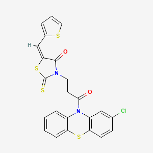 (5E)-3-[3-(2-Chloro-10H-phenothiazin-10-YL)-3-oxopropyl]-2-sulfanylidene-5-[(thiophen-2-YL)methylidene]-1,3-thiazolidin-4-one