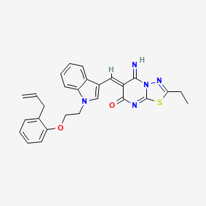 (6Z)-2-ethyl-5-imino-6-[(1-{2-[2-(prop-2-en-1-yl)phenoxy]ethyl}-1H-indol-3-yl)methylidene]-5,6-dihydro-7H-[1,3,4]thiadiazolo[3,2-a]pyrimidin-7-one