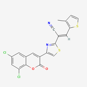 (2E)-2-[4-(6,8-dichloro-2-oxo-2H-chromen-3-yl)-1,3-thiazol-2-yl]-3-(3-methylthiophen-2-yl)prop-2-enenitrile