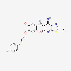 (6Z)-2-ethyl-5-imino-6-(3-methoxy-4-{2-[(4-methylphenyl)sulfanyl]ethoxy}benzylidene)-5,6-dihydro-7H-[1,3,4]thiadiazolo[3,2-a]pyrimidin-7-one