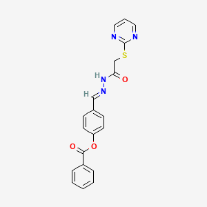 4-[(E)-{2-[(pyrimidin-2-ylsulfanyl)acetyl]hydrazinylidene}methyl]phenyl benzoate