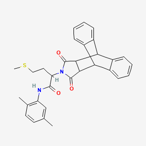 N-(2,5-dimethylphenyl)-2-(16,18-dioxo-17-azapentacyclo[6.6.5.0~2,7~.0~9,14~.0~15,19~]nonadeca-2,4,6,9,11,13-hexaen-17-yl)-4-(methylsulfanyl)butanamide (non-preferred name)