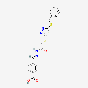 4-{(E)-[({[5-(benzylthio)-1,3,4-thiadiazol-2-yl]thio}acetyl)hydrazono]methyl}benzoic acid