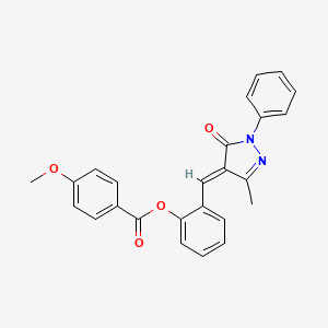 2-[(E)-(3-methyl-5-oxo-1-phenyl-1,5-dihydro-4H-pyrazol-4-ylidene)methyl]phenyl 4-methoxybenzoate