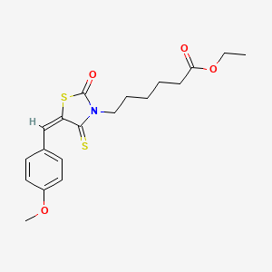 ethyl 6-[(5E)-5-[(4-methoxyphenyl)methylidene]-2-oxo-4-sulfanylidene-1,3-thiazolidin-3-yl]hexanoate