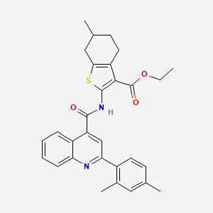 Ethyl 2-({[2-(2,4-dimethylphenyl)quinolin-4-yl]carbonyl}amino)-6-methyl-4,5,6,7-tetrahydro-1-benzothiophene-3-carboxylate