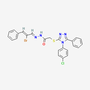 N'-[(1E,2Z)-2-bromo-3-phenylprop-2-en-1-ylidene]-2-{[4-(4-chlorophenyl)-5-phenyl-4H-1,2,4-triazol-3-yl]sulfanyl}acetohydrazide