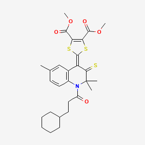 dimethyl 2-[1-(3-cyclohexylpropanoyl)-2,2,6-trimethyl-3-thioxo-2,3-dihydroquinolin-4(1H)-ylidene]-1,3-dithiole-4,5-dicarboxylate