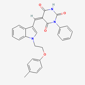 (5Z)-5-({1-[2-(4-methylphenoxy)ethyl]-1H-indol-3-yl}methylidene)-1-phenylpyrimidine-2,4,6(1H,3H,5H)-trione