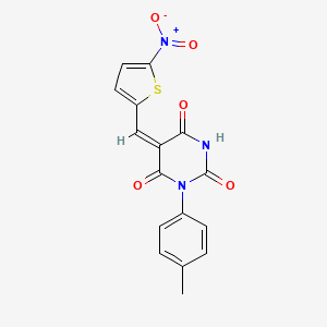 (5E)-1-(4-methylphenyl)-5-[(5-nitrothiophen-2-yl)methylidene]-1,3-diazinane-2,4,6-trione