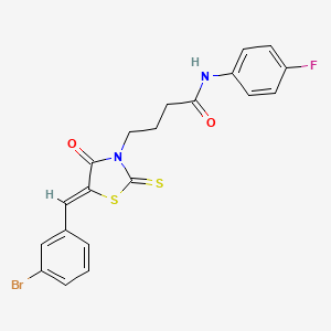 4-[(5Z)-5-[(3-bromophenyl)methylidene]-4-oxo-2-sulfanylidene-1,3-thiazolidin-3-yl]-N-(4-fluorophenyl)butanamide