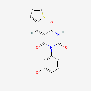 molecular formula C16H12N2O4S B11659358 (5E)-1-(3-methoxyphenyl)-5-(thiophen-2-ylmethylidene)pyrimidine-2,4,6(1H,3H,5H)-trione 