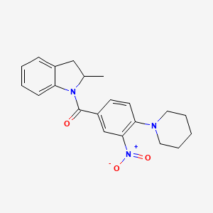 (2-Methyl-2,3-dihydroindol-1-yl)-(3-nitro-4-piperidin-1-ylphenyl)methanone