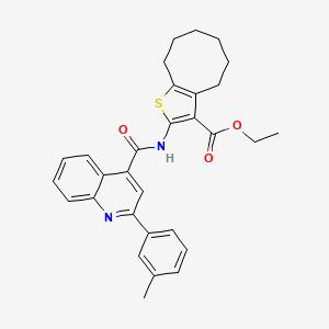 molecular formula C30H30N2O3S B11659410 Ethyl 2-({[2-(3-methylphenyl)quinolin-4-yl]carbonyl}amino)-4,5,6,7,8,9-hexahydrocycloocta[b]thiophene-3-carboxylate 