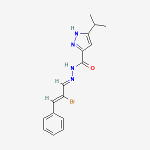 molecular formula C16H17BrN4O B11659453 N-[[(Z)-2-bromo-3-phenyl-prop-2-enylidene]amino]-5-isopropyl-1H-pyrazole-3-carboxamide 