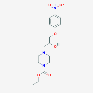 molecular formula C16H23N3O6 B11659479 Ethyl 4-[2-hydroxy-3-(4-nitrophenoxy)propyl]piperazine-1-carboxylate 